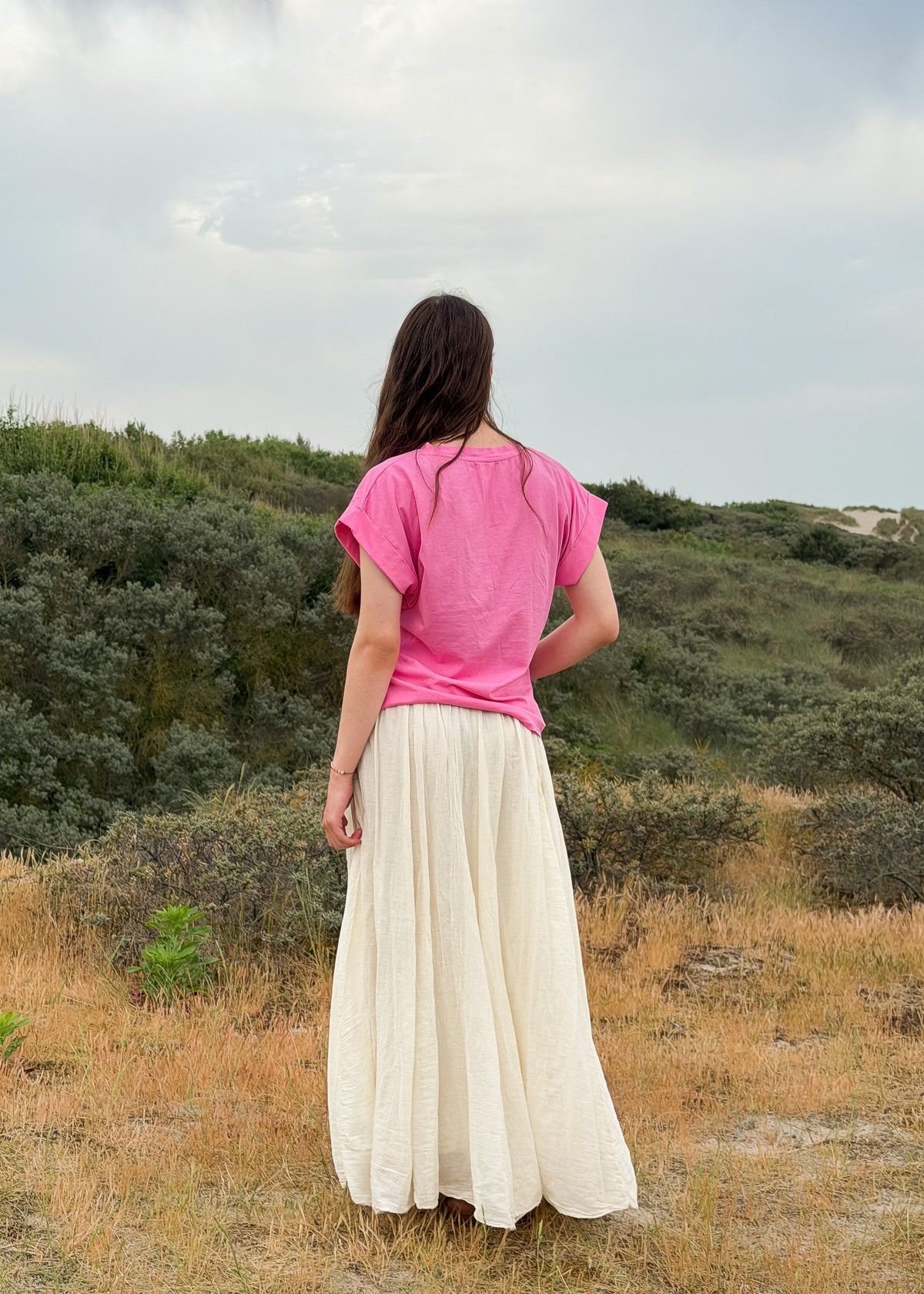 T-shirt femme en coton rose, imprimé léopard « Amore », Dune & Coton — Couleur: Rose