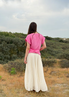 T-shirt femme en coton rose, imprimé léopard « Amore », Dune & Coton — Couleur: Rose